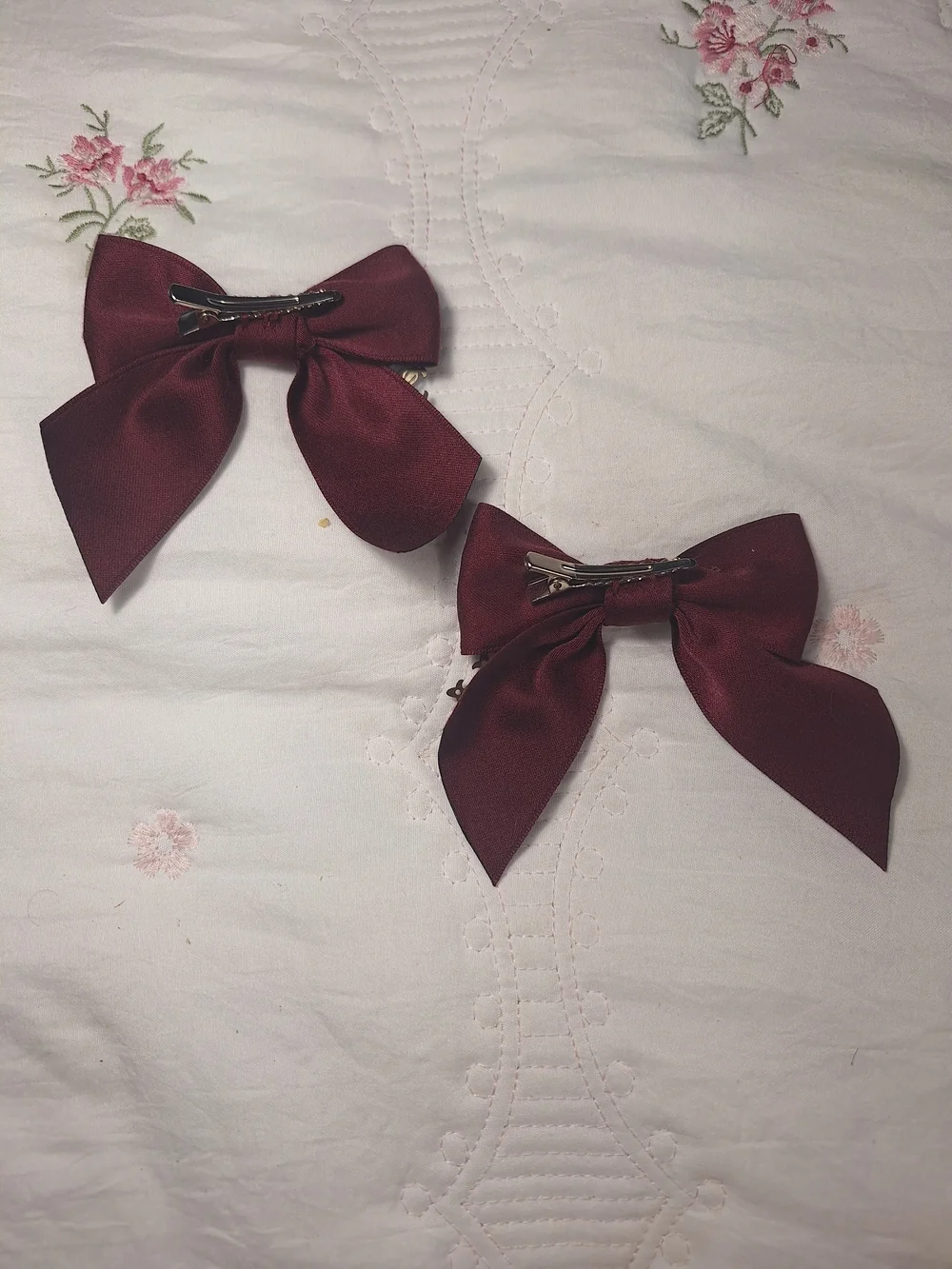 Alice and the Pirates Burgundy & Gold Cross Emblem Hair Bow Clips | Set of 2 |